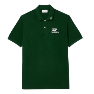 Lacoste Original L.12.12 Embroidered Slogan Polo Shirt – Dark green, L