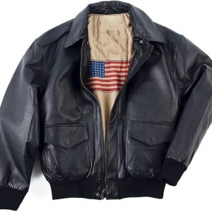 AliExpress Independent Station wish Air Force One Flag Upgraded Lambskin Bomber Jacket – Black, S