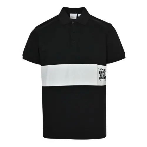 BR---25ss Horizontal Stripe Warhorse Print Short-Sleeve Polo Shirt – 25ss Horizontal Stripe Horse Print Short-Sleeve Polo-White, M
