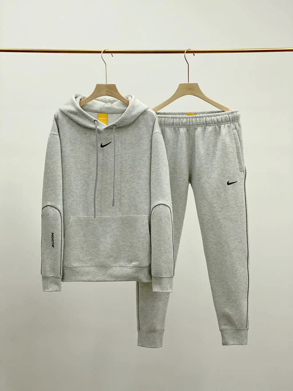 Spring and Autumn Sports Hooded Pullover Casual Men's Suit – Light gray suit, M