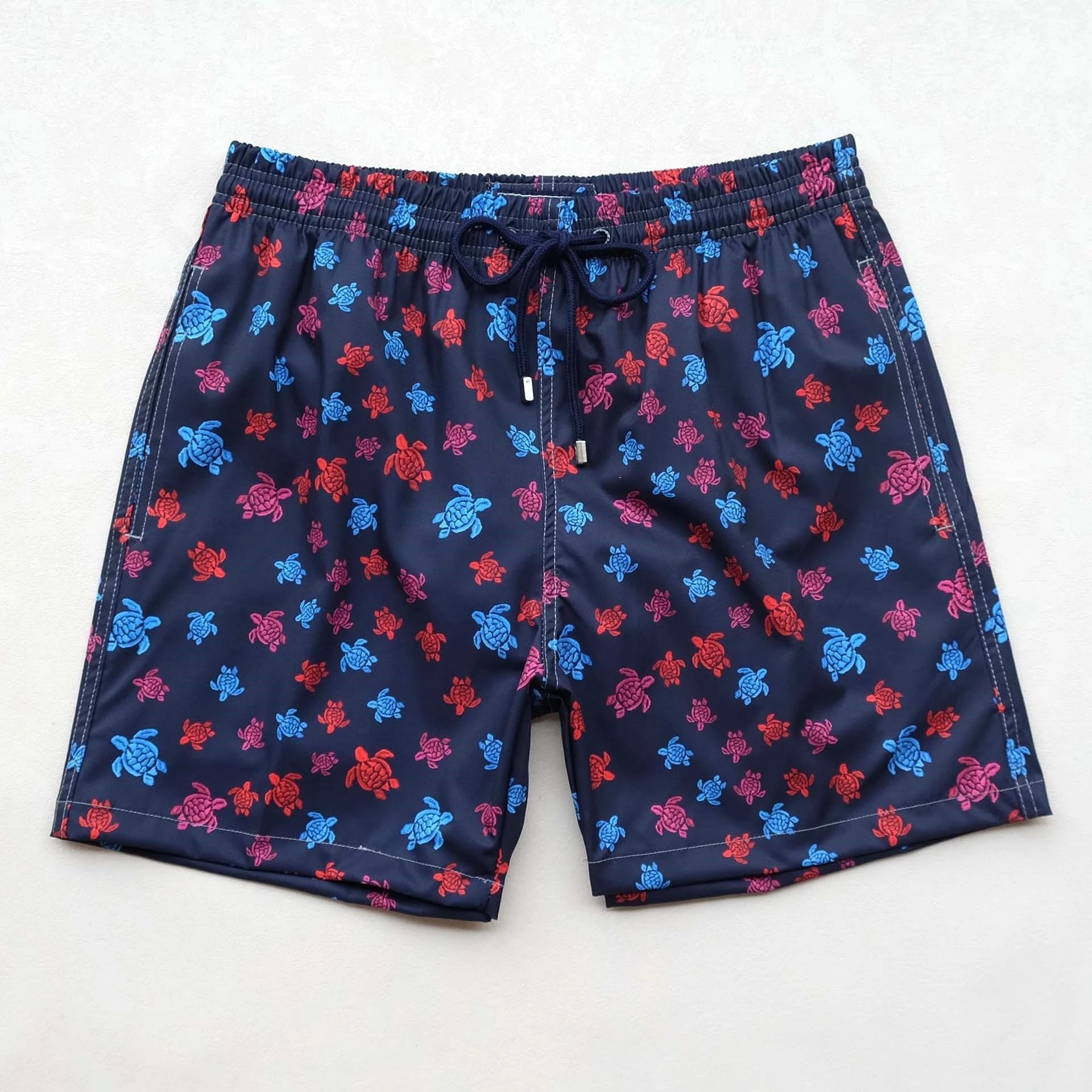 Flower Shorts Men's Beach Trunks Swimming Trunks Stretch Quick-drying Fabric Seaside Surfing Swimming Casual Shorts Cross-border – AV 41 Navy Blue, S