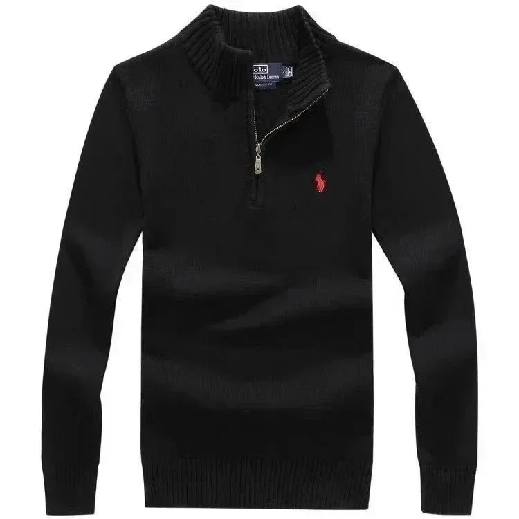 Zip-Neck Tops – Black Sweater, M 55-65KG
