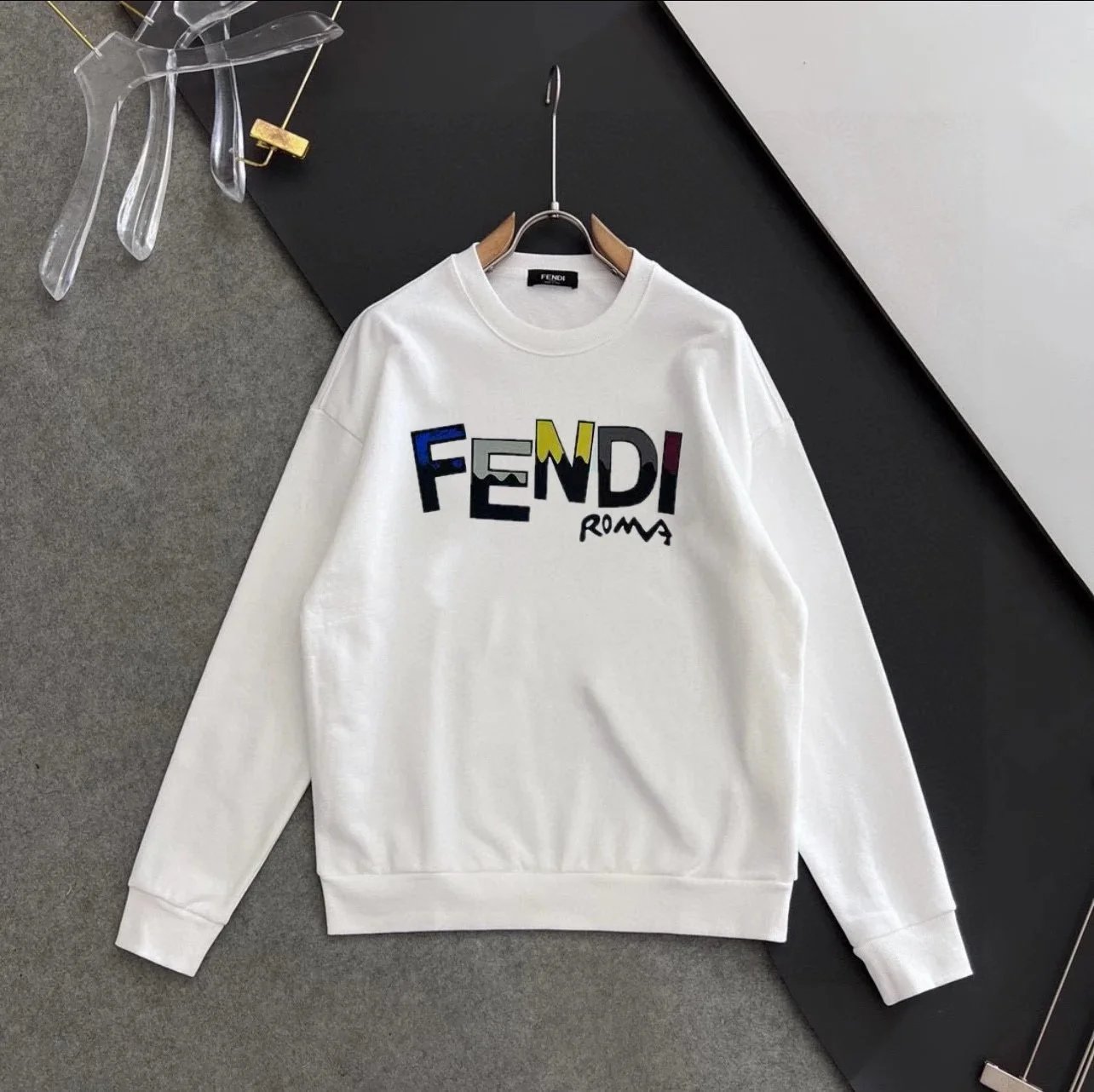 Fendi Crewneck Sweatshirt Multicolor Logo – 34, S