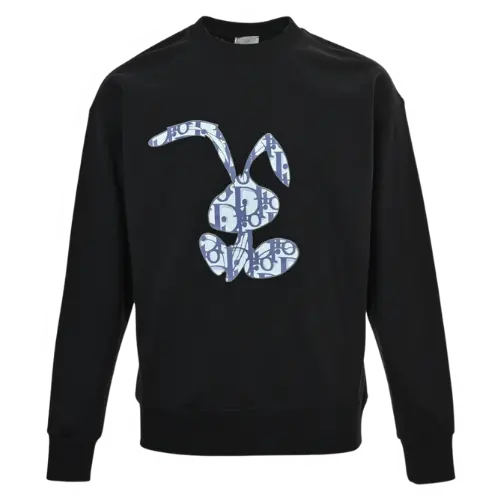 Diao Pai---25 Fw_Rabbit-Print Crewneck Sweat – Black-25 Fw_Rabbit-Print Crewneck Sweat, S