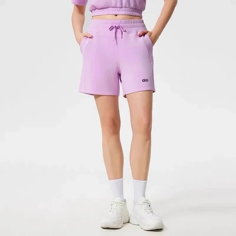 Moisture-wicking, sweat‑dispersing fitness running shorts; casual, elastic‑waist, relaxed‑fit yoga pants – Vitamin powder, 4