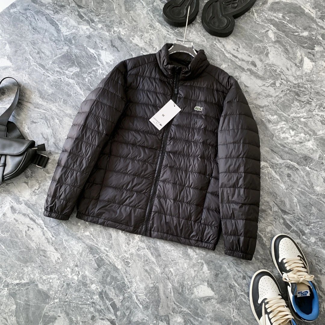 Winter stand collar light solid color down jacket warm and light – Black, S