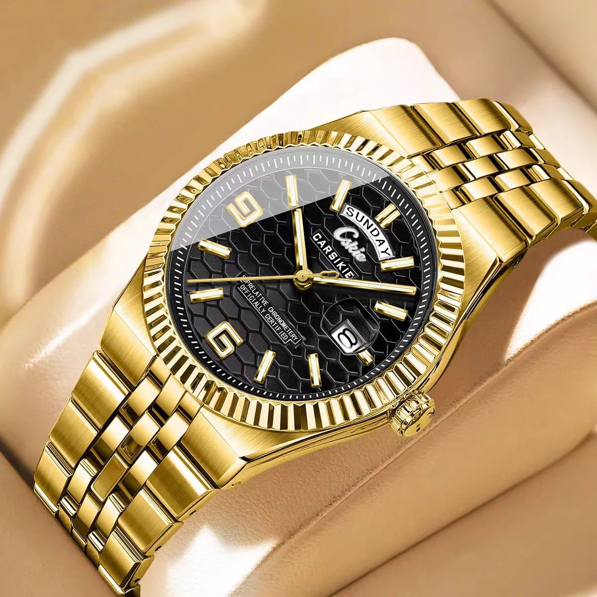 Men's Watch, 30M Water Resistance, Quartz Movement, Trendy – Datejust Roman Numeral - Black Dial & Go