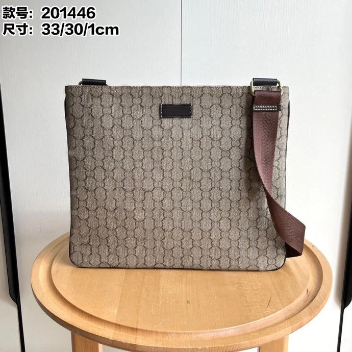 2026 New Crossbody Bag Large Capacity Retro Printed Wide Shoulder Strap Commuter Shoulder Bag Unisex Light Luxury Horizontal Style – Khaki 33*30*1 cm