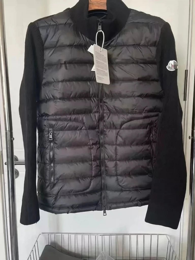 04-mdi Casual Hooded Vest Cotton-padded Jacket Down Jacket – Stand-up collar, black with white sleeve label, M