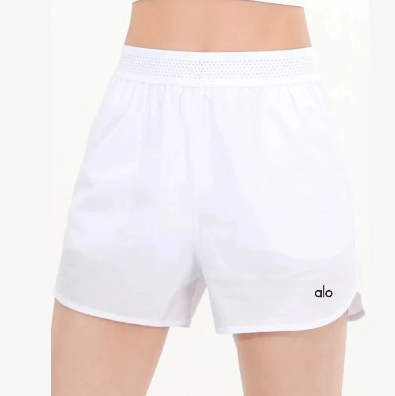 Anti-running light sports pants summer mesh breathable running shorts yoga fitness – Magnolia White, S