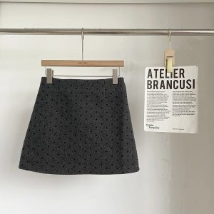 Grey Wool Skirt Women's Winter Small a Hip-Covering Skirt miu inside miu Air overskirt – Dark gray, XS