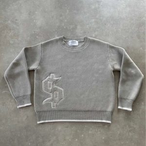 2025 Cross-border European and American Street Casual Loose Long-sleeved Top Autumn and Winter Pullover Crewneck Knitted Sweater – Gray market goods, S