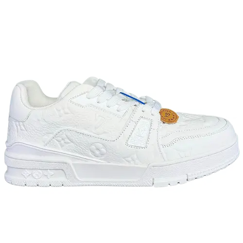 (Customized version 3-7 Ships today)TT 2 Custom Product Calfskin Round-toe Lace-up Low-top Board Shoes – No. 1 white print, 35