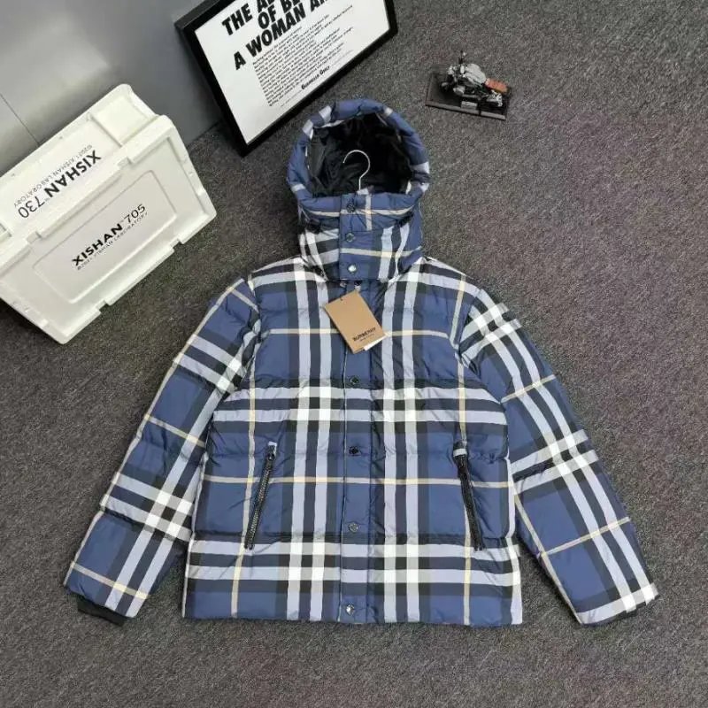 2024 Winter new check short down jacket -L 1 – Blue, S