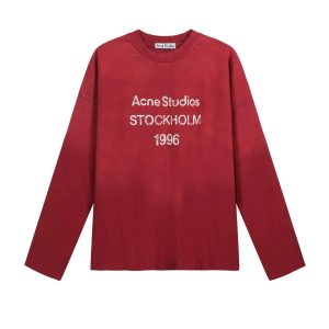 Cross-border Light Luxury Brand AC 1996 Series of English letters logo Jacquard crew neck knitted sweater – 3286 Saffron Red, S