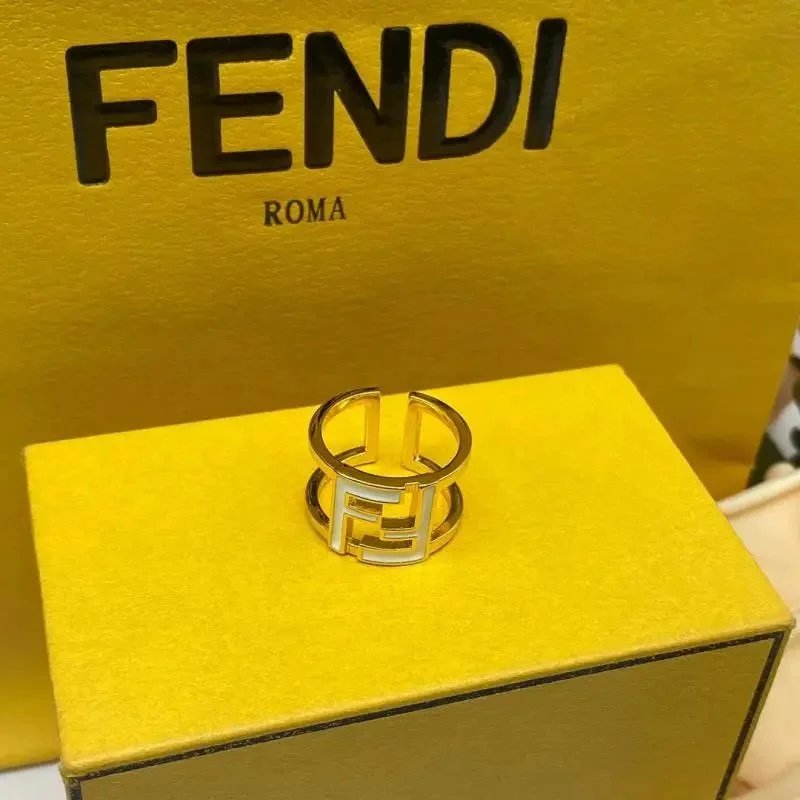 New Fenjia Letter Ring Simple Style High Color Value 18k Enamel Color Sweet F Letter Open Ring Female – 1