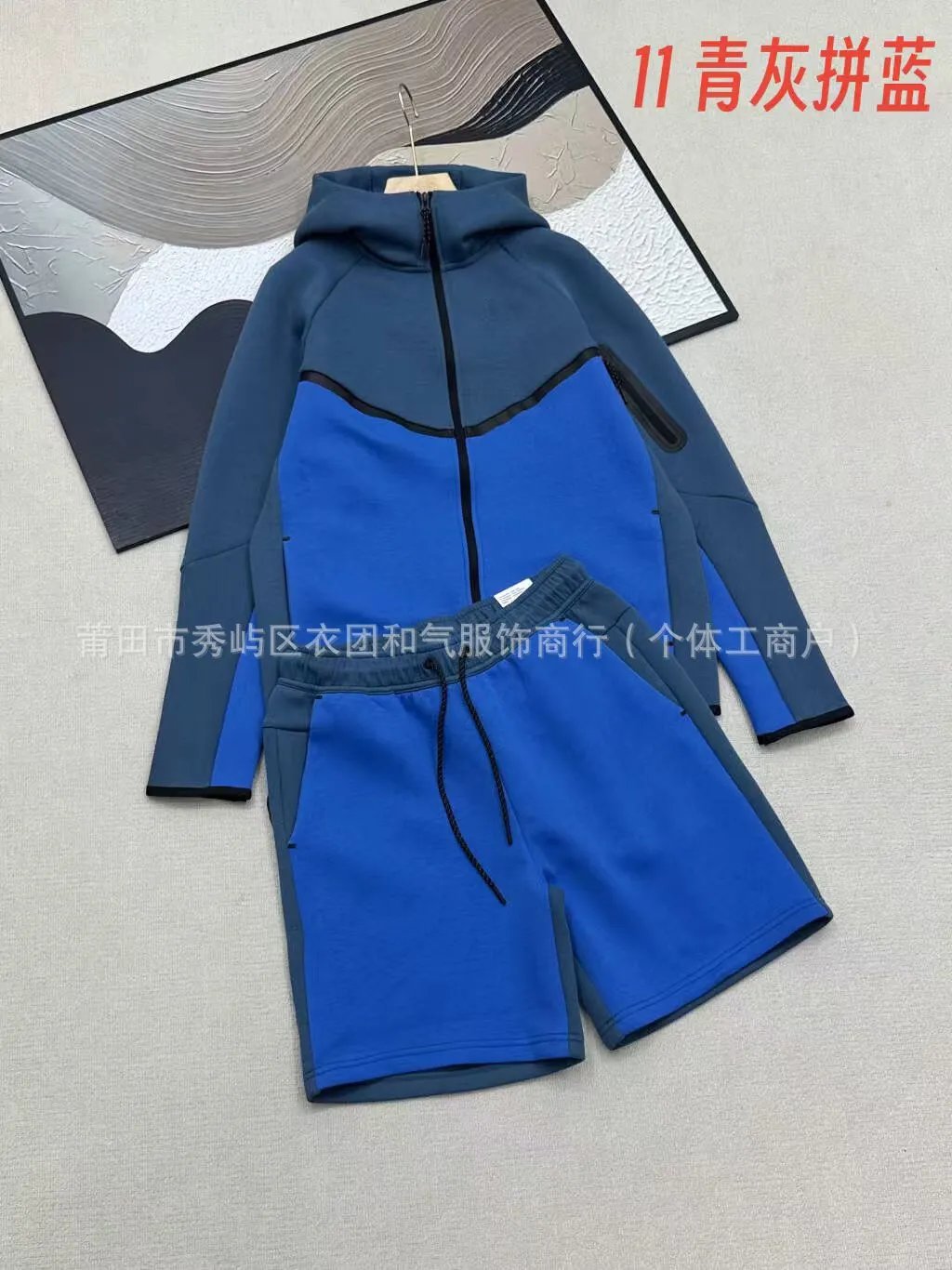 26春夏秋休闲运动压胶科技拉链外套短裤套装950和694
