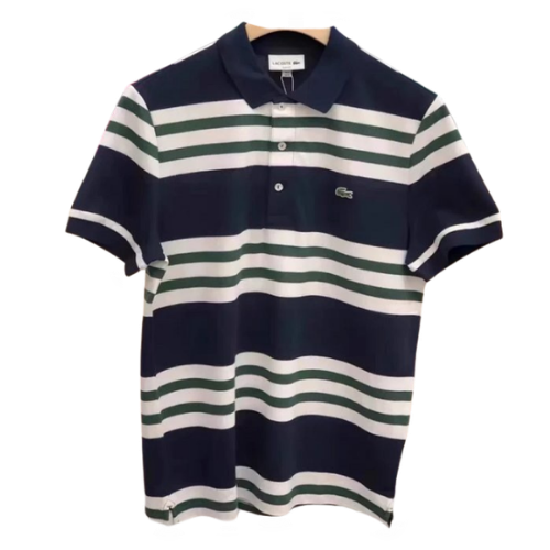 Men’s Polo Shirt, 2024 Spring/Summer New Arrival, Stylish Striped Color-Block Short Sleeve – white, 3 yards/second