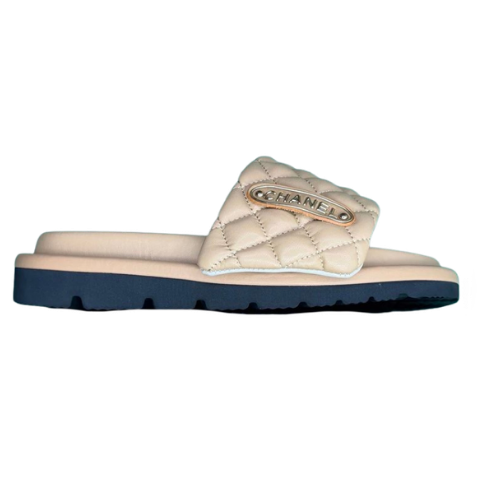 (Custom 3-7 days delivery) TT2 round toe open toe slippers – Beige Small Label No.1, 35