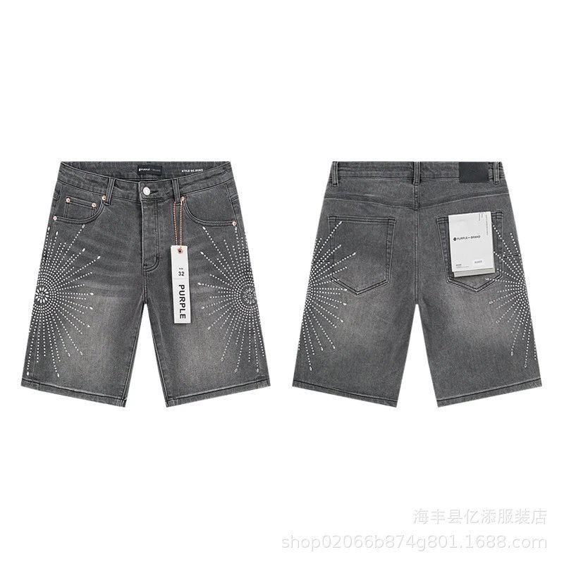Cross-border foreign trade wholesale purple American-style high-street streetwear distressed patchwork tie-dye vintage washed denim shorts - Image 5
