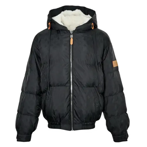 LW---SKI Ski Collection Dark Embossed Hooded Down Jacket – Black, 46