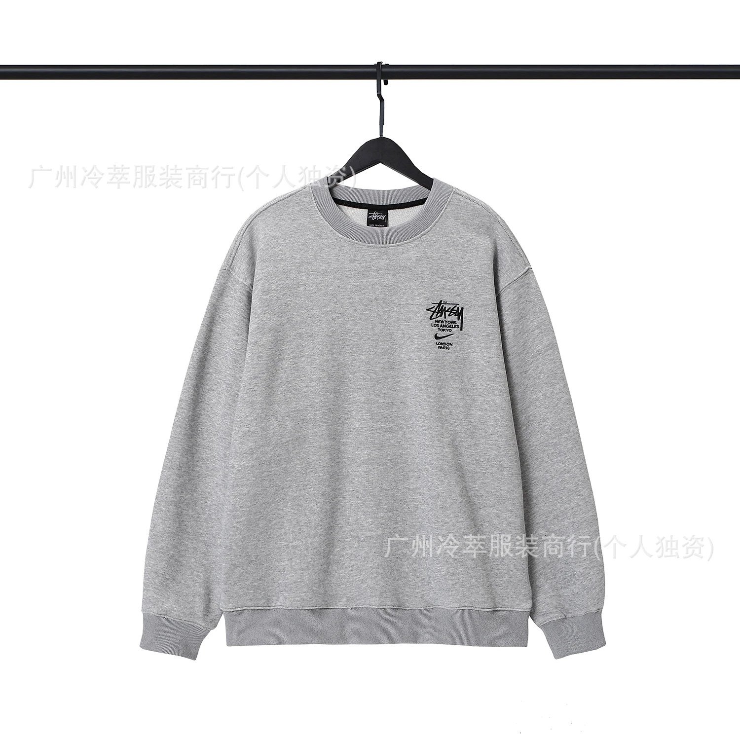 24现货跨境欧美外贸S字母联名系列刺绣宽松简约加绒套装代发