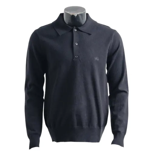 BR---25 Fw War horse embroidered cashmere lapel Polo Sweater – Khaki, S