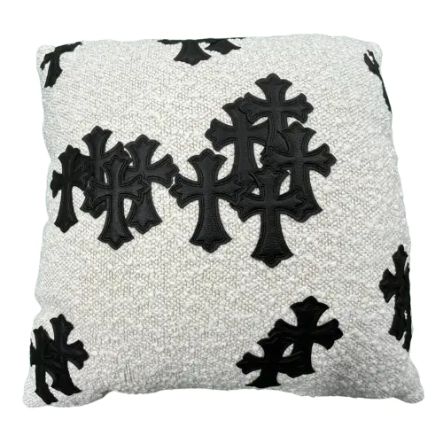 Street-style lamb wool cross-embroidered throw pillow, size: 45x 45cm – Option 21705EC7