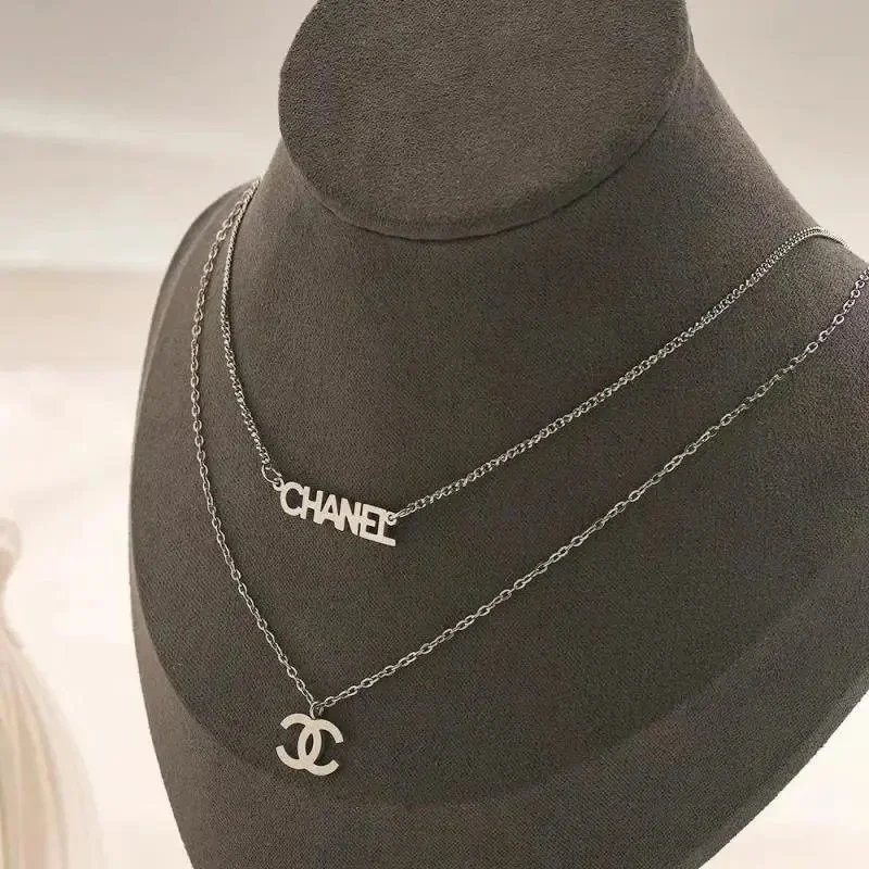 Titanium steel necklace for women, non-fading, 2024 new style, Instagram‑worthy double‑layer pendant, high‑end fashionable accessory, antioxidant‑resistant – 1