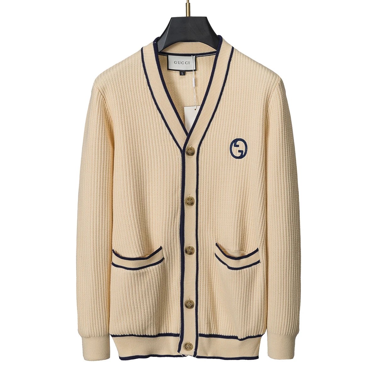 [DX9-13] autumn and winter embroidery color matching sweater cardigan sweater coat – 1, M
