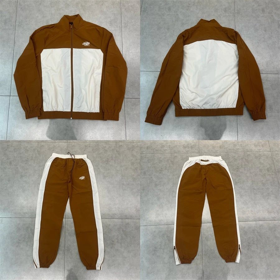 Colorblock Collar Thin Jacket Men's Autumn Sports Suit Jacket-CY – Coffee apricot suit, S
