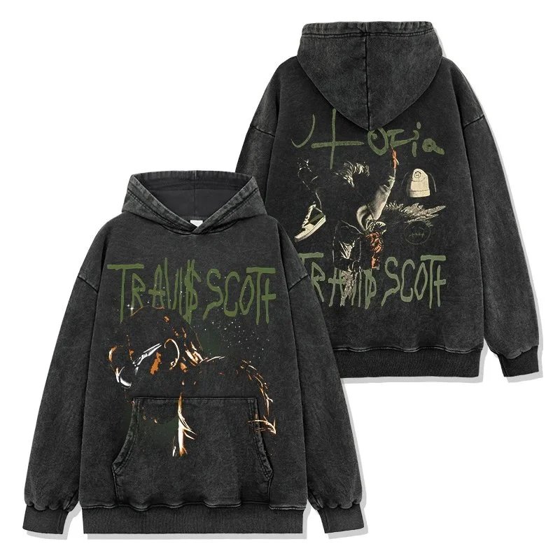 Hooded Tops – Washed black hoodie, S