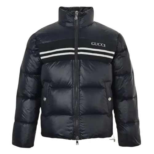 Ancient cards-chest stripes logo Stand-collar down jacket – chest stripe logo Down jacket with stand collar-black, 42