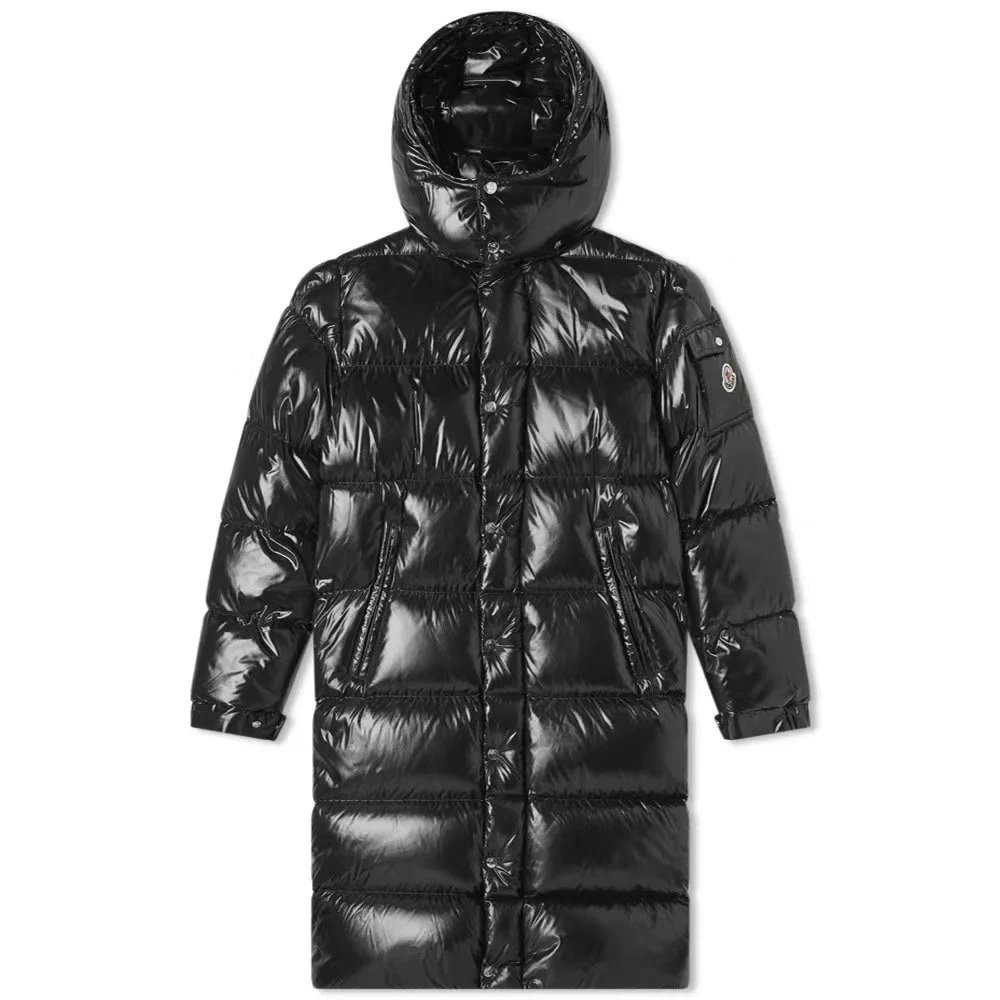 Winter Long Solid Color Simple Down Jacket – Black, 1(S)