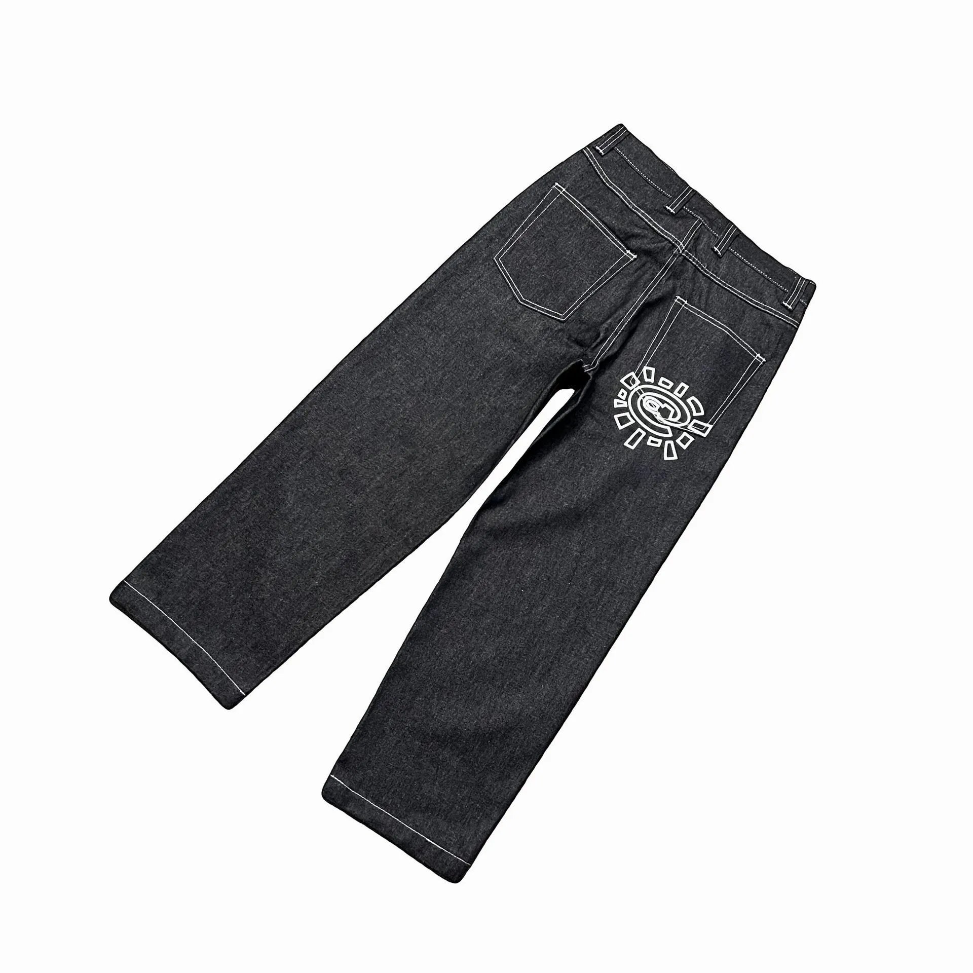 2025 Hip Hop American Retro Loose Casual Pants Jeans Trendy-CY – AD301 Black, S