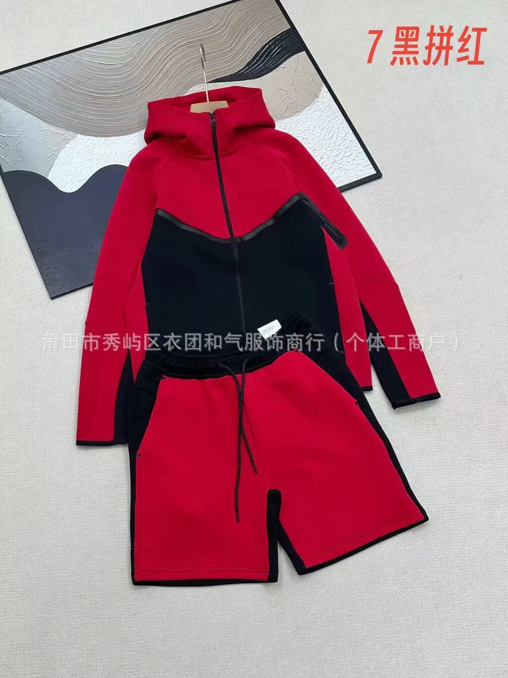26春夏秋休闲运动压胶科技拉链外套短裤套装950和694