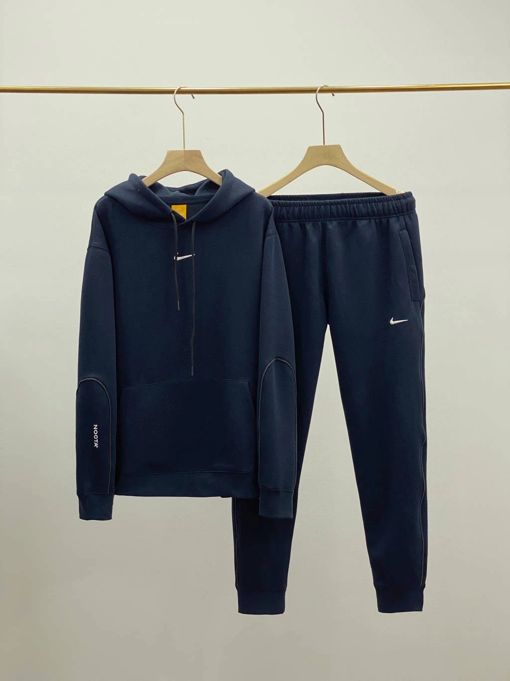 25 Spring Overseas Explosions NK Joint noc Men's Sweatshirt Set Hook Reflective Strip Couple Leisure Sportswear – Black, M