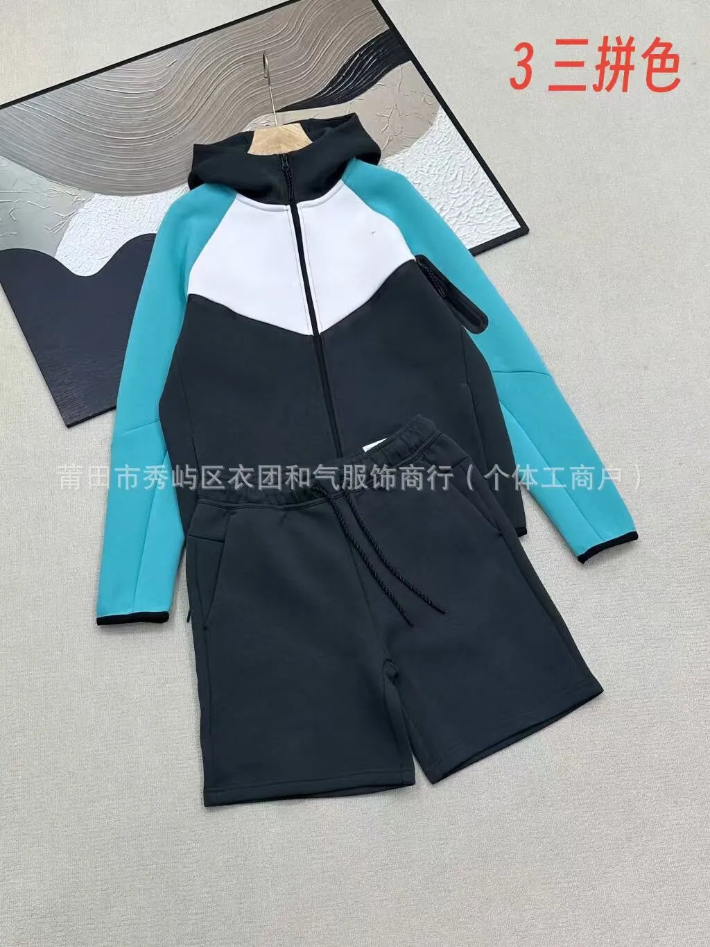 26春夏秋休闲运动压胶科技拉链外套短裤套装950和694
