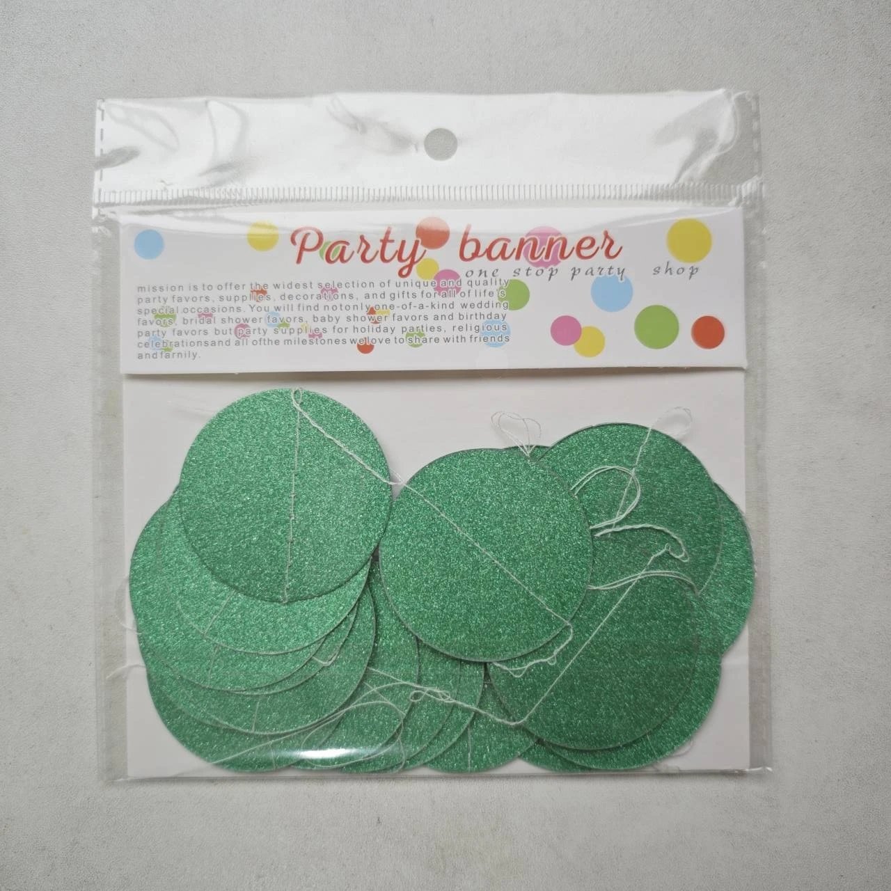 厂家批发2米车缝圆片拉花金葱圆片拉花圆形纸串拉花派对生日装饰