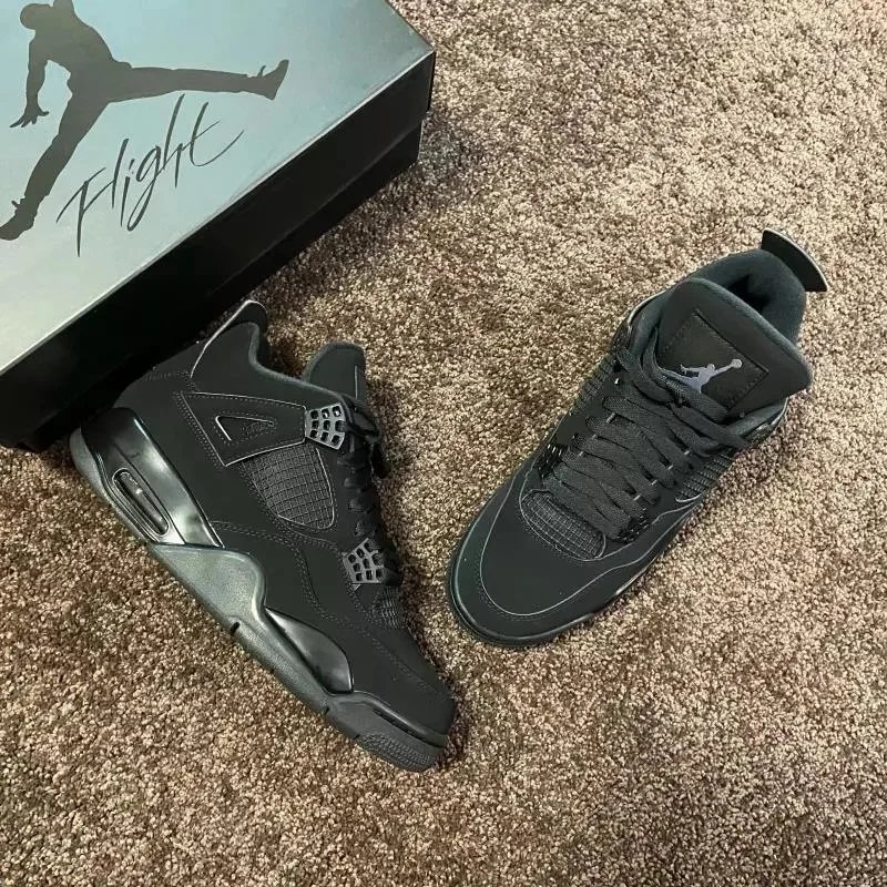 Nike Air Jordan 4 Sneakers – KZ AJ4 Black Cat CU1110-010, 40