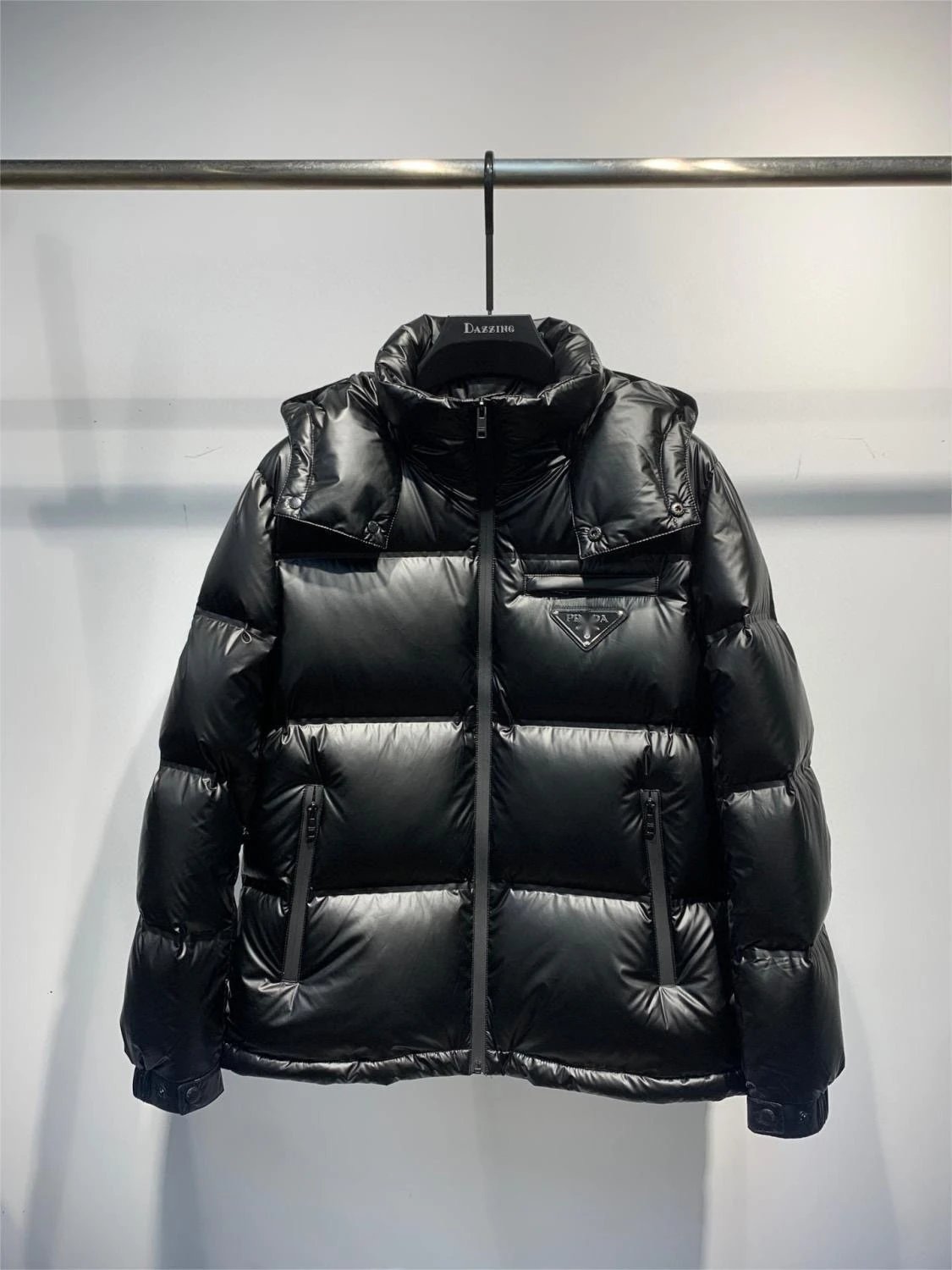 Winter pressure plastic simple down jacket – black, 48
