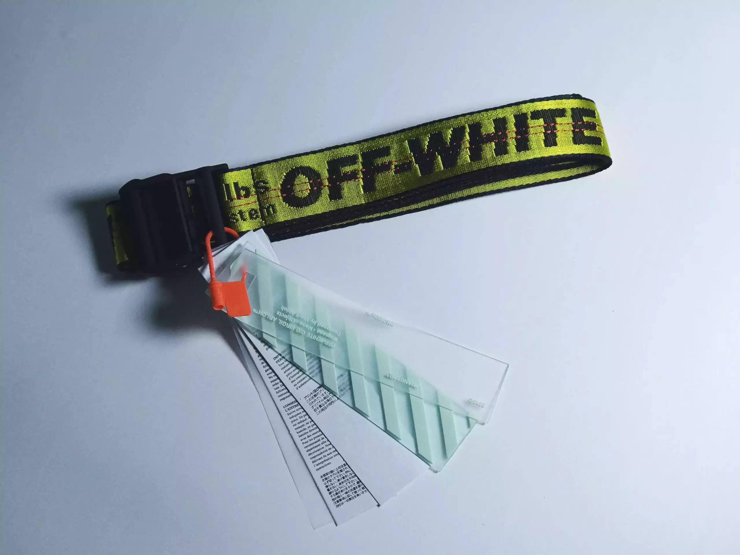 offwhite Belt real aluminum alloy leather shrimp – High-quality belt, golden yellow