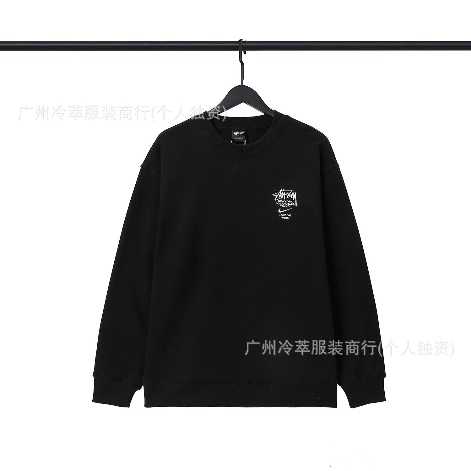 24现货跨境欧美外贸S字母联名系列刺绣宽松简约加绒套装代发