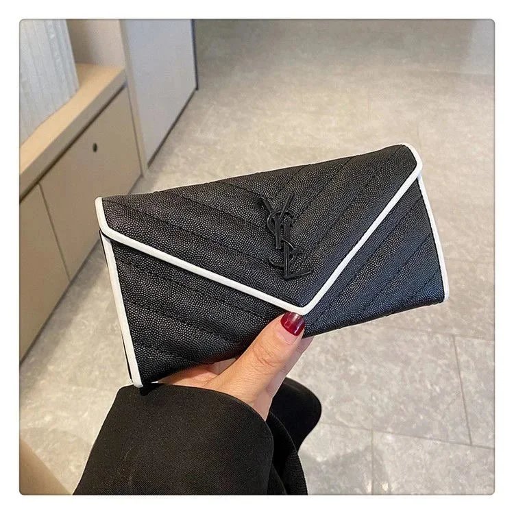 Long Wallet Women's Folding Buckle Solid Color Light Luxury Niche Design Fashionable Hand-held Large Capacity Multi-card Mobile Phone Bag – 1