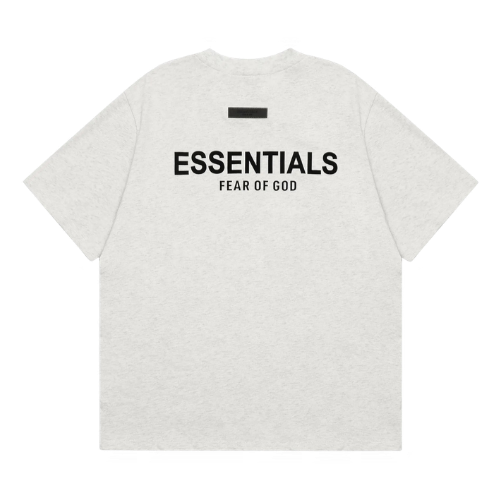 DU-7.17-Before and after the double thread letter flocking summer cotton FOG Short-sleeve and shorts set FEAR OF – Heather gray T-shirt, S