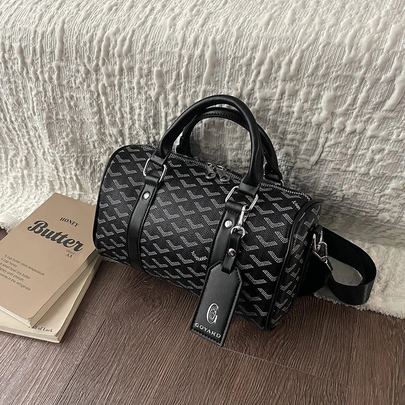 Cross-border 2026 new dog-tooth pattern pillow bag, Gaudí tote, shoulder and crossbody bag, Black Samurai Goya mini trendy bag – 2218 black, 15*25*11