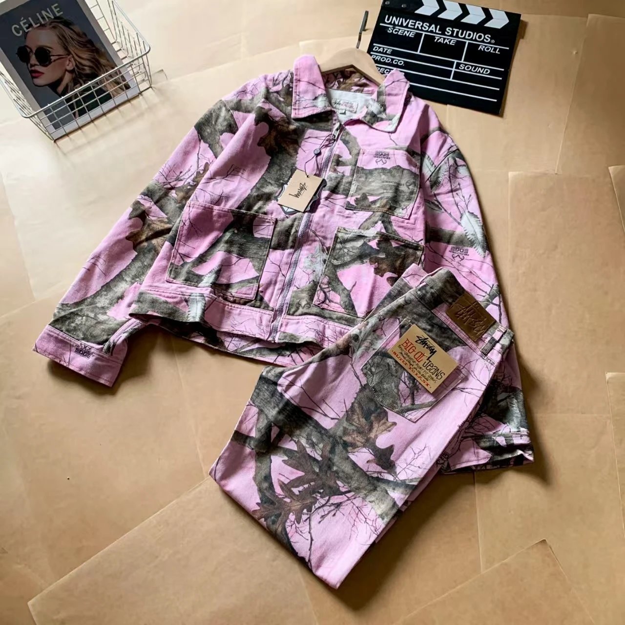Autumn Classic Camouflage Denim Set – Pink, S