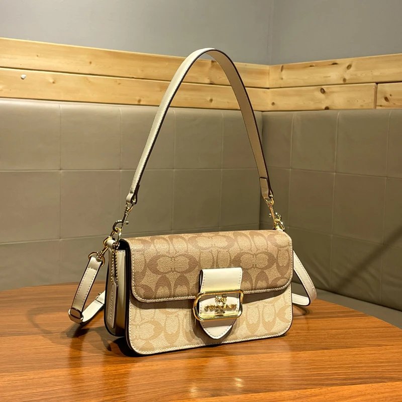 Women’s high-end crossbody bag, large-capacity small square bag, 2025 new European and American style fashionable printed shoulder underarm bag – Khaki, long 24 CM*8.5*14 CM High