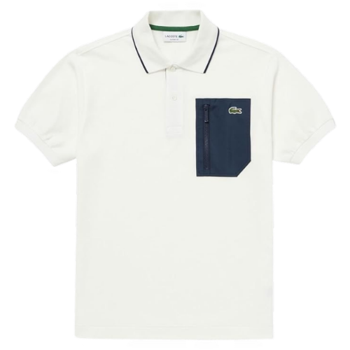 La overseas main push an elegant French t-shirt men's business casual zipper pocket fish embroidery slim lapel short sleeve polo shirt – Olive green, S
