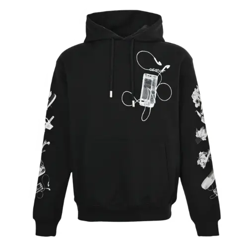 0 FF white---24 Fw Digital Headset Arrow Print Round Neck Sweat – Black-24 Fw Digital Headset Arrow Print Round Neck Sweat, XS